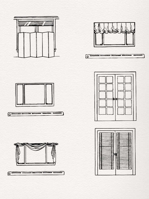 一组简单素描窗户素材