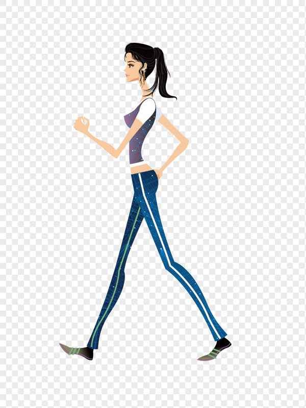 侧面运动美丽的女人慢跑矢量图插画素材