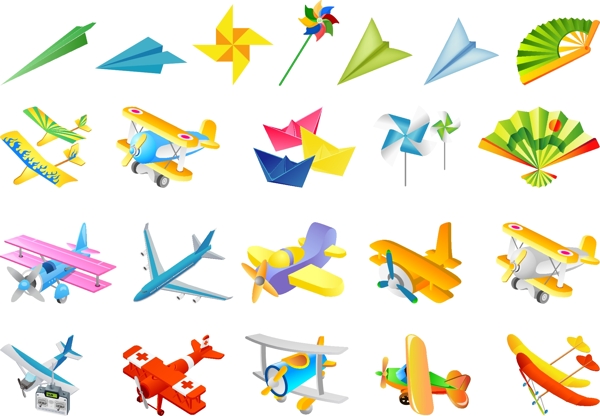 矢量儿童玩具素材纸飞机