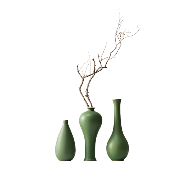 三瓶装饰盆栽树枝素材瓷瓶
