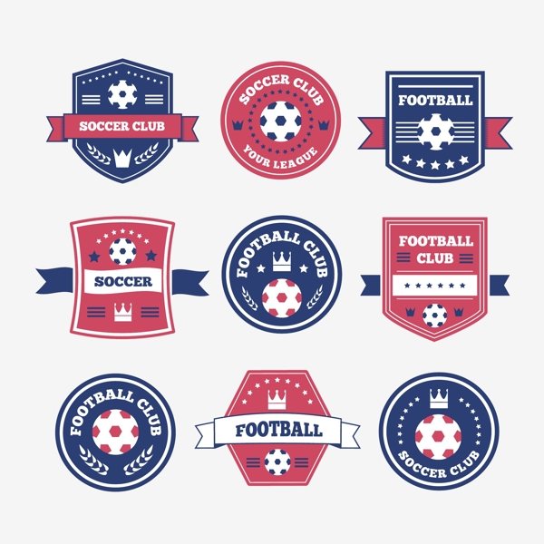 足球俱乐部标签设计矢量素材下载