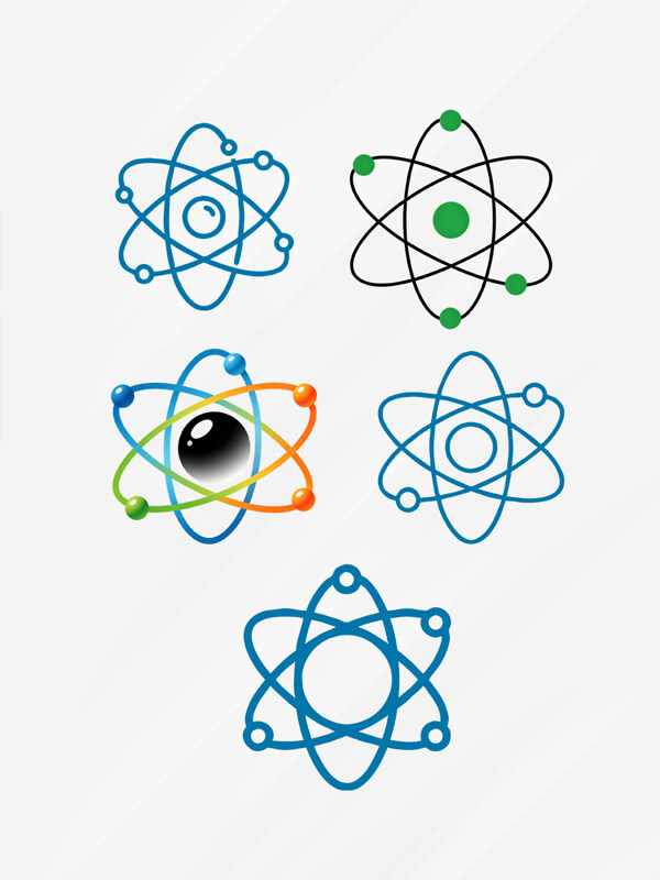 科学原子结构矢量图标设计