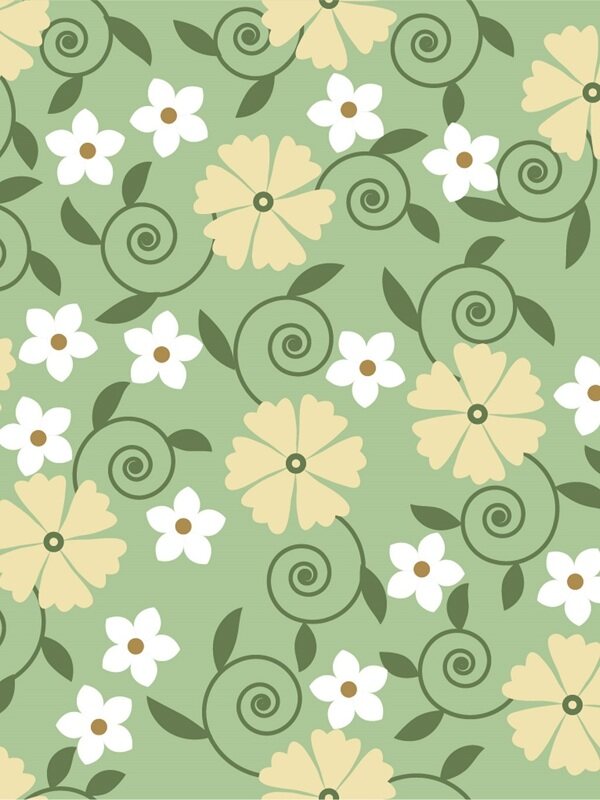 传统 欧式俄式花卉底图底纹  图案背景贴图 绿底黄白花小香风