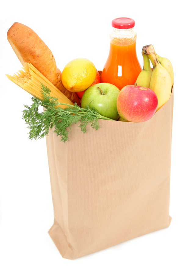 纸袋里的水果蔬菜图片