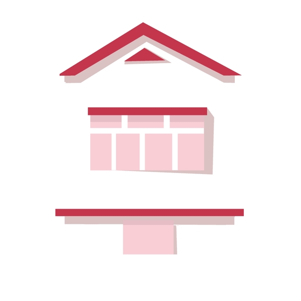 粉色的建筑房屋插画