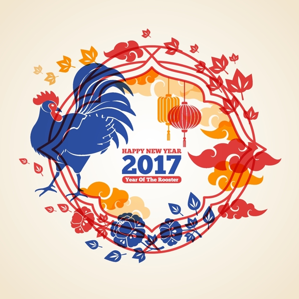 2017鸡年矢量海报设计2
