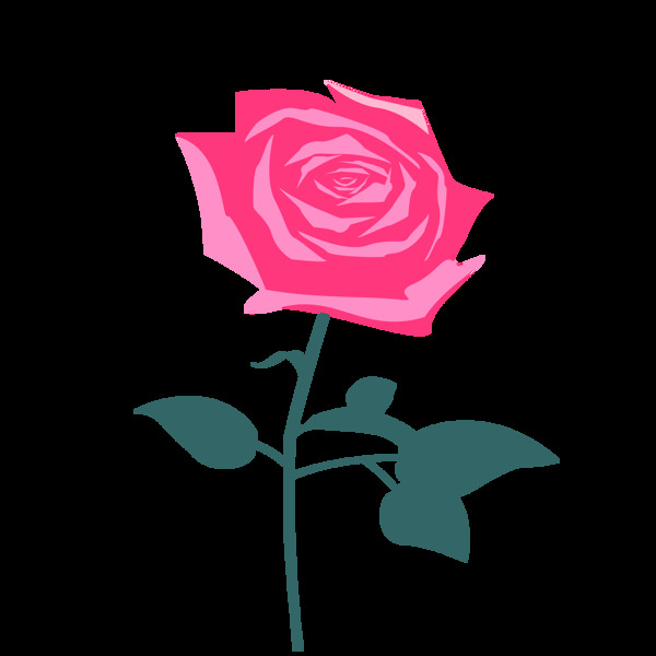 玫瑰粉红盛开卡通可爱矢量元素