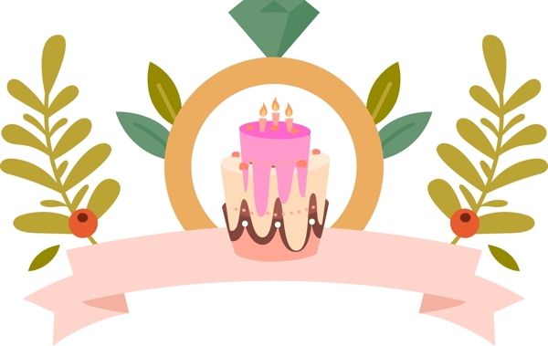 蛋糕植物装饰图案背景