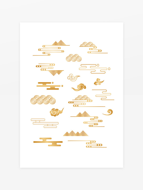 中国风线性祥云纹线条祥云纹理装饰