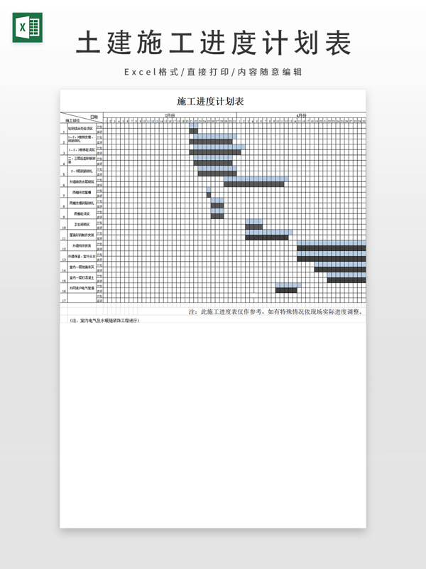 土建施工进度计划表