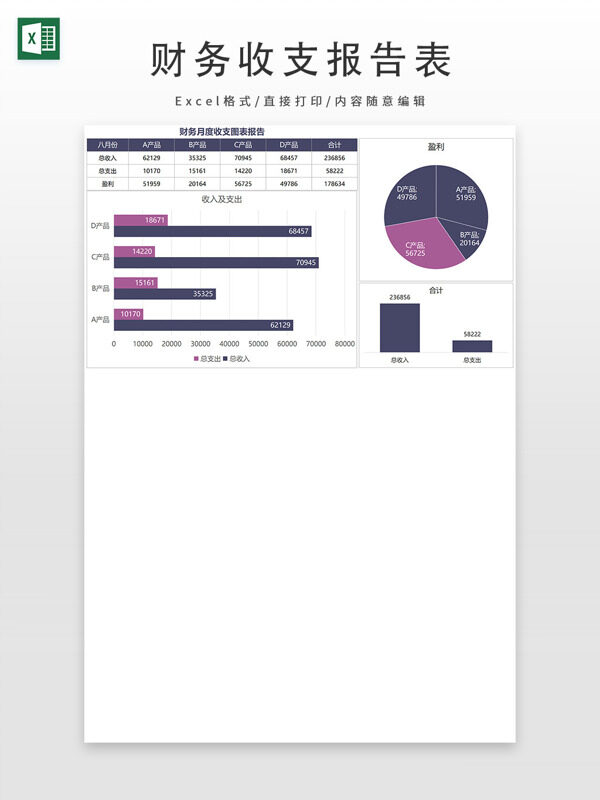财务月度收支图表报告