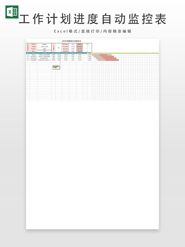 工作计划进度自动监控表