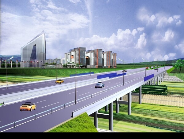 道路桥梁设计互通PSD图片