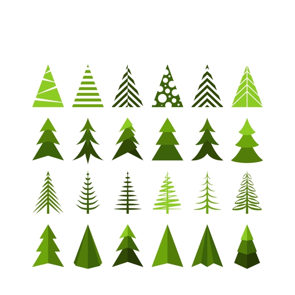 各种绿色卡通圣诞树免抠psd透明素材
