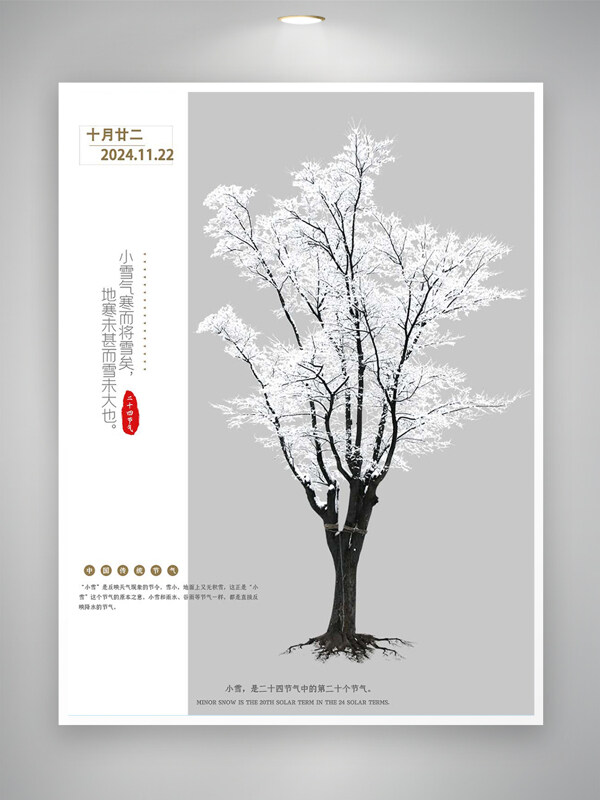 中国传统节气小雪宣传简约创意海报