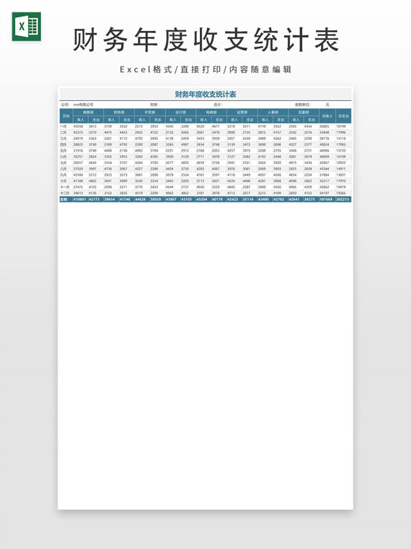 财务年度收支统计表