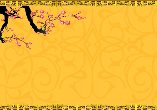古典梅花黄色背景